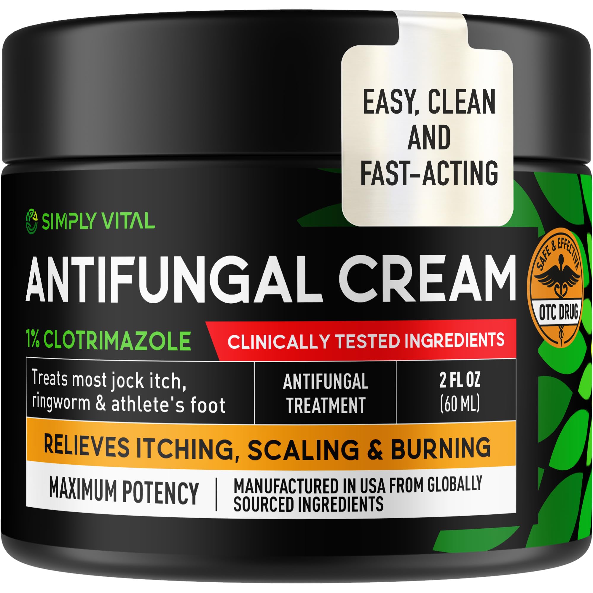 Clotrimazole 1% Antifungal Cream, Athlete's Foot Jock Itch Ringworm 2 oz | Athle