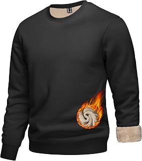 KEFITEVD Men‘s Sweatshirts Fleece Jumpers Thermal Winter Work Pullover Crew Neck Sweater Warm Thick Sherpa Sweat Shirts