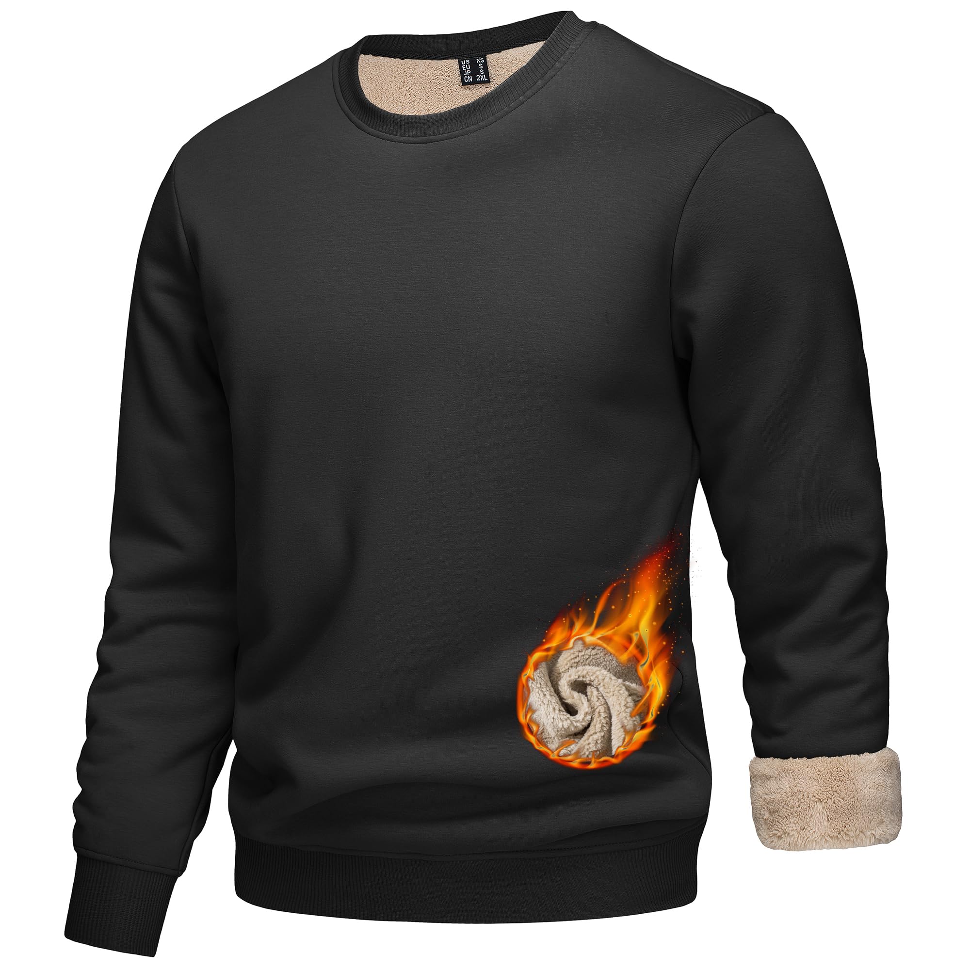 KEFITEVD Men‘s Sweatshirts Fleece Jumpers Thermal Winter Work Pullover Crew Neck