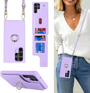 Lipvina for Samsung Galaxy S23 Ultra Case with Strap,Purple