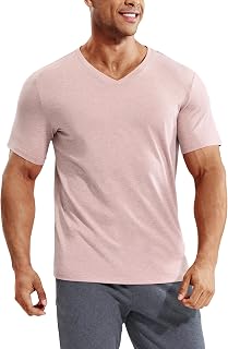 MIER Mens V-Neck T-Shirt Dry Fit Soft Short Sleeve Breathable Running Athletic Gym Casual T-Shirt