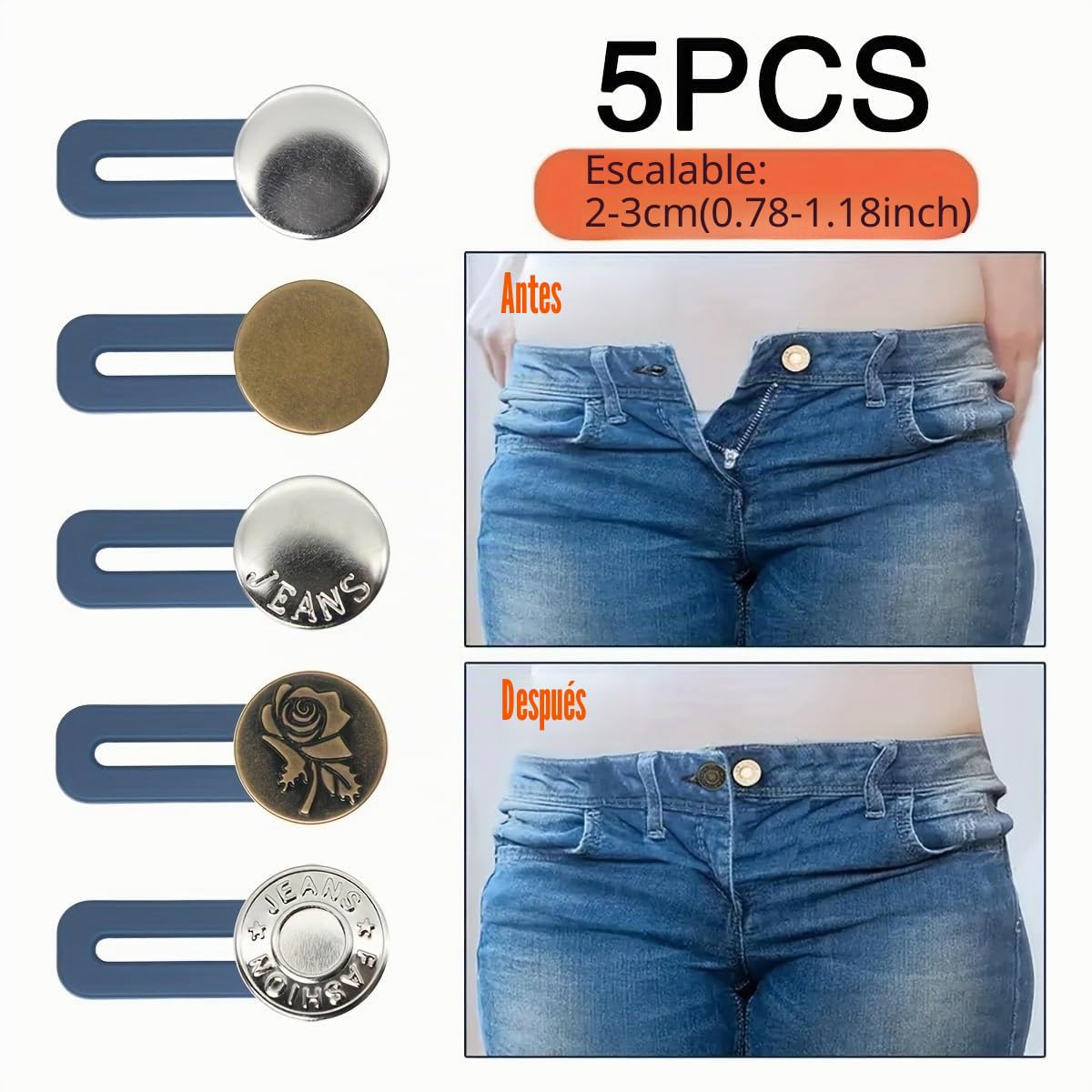 5 Pieces Button Extenders for Jeans Pants Waist Extenders for Women Men Seamless
