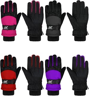 4 Pairs Kids Winter Gloves Waterproof Snow Ski Gloves Warm Unisex Camouflage Gloves for Cold Weather Girls Boys Children