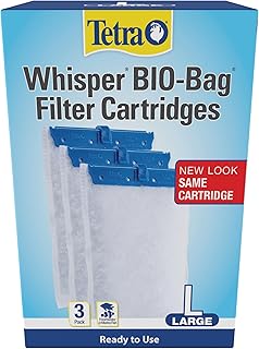 Tetra Whisper Bio-Bag Large Filter Cartridges for Aquariums, 3 Count | Ready to Use, Fits Tetra Whisper Fish Tank Filter 10-30 Gal, 20-40 Gal, PF-20, 30, 40, 60, IQ 20, 30, 45, 60, Replace Monthly