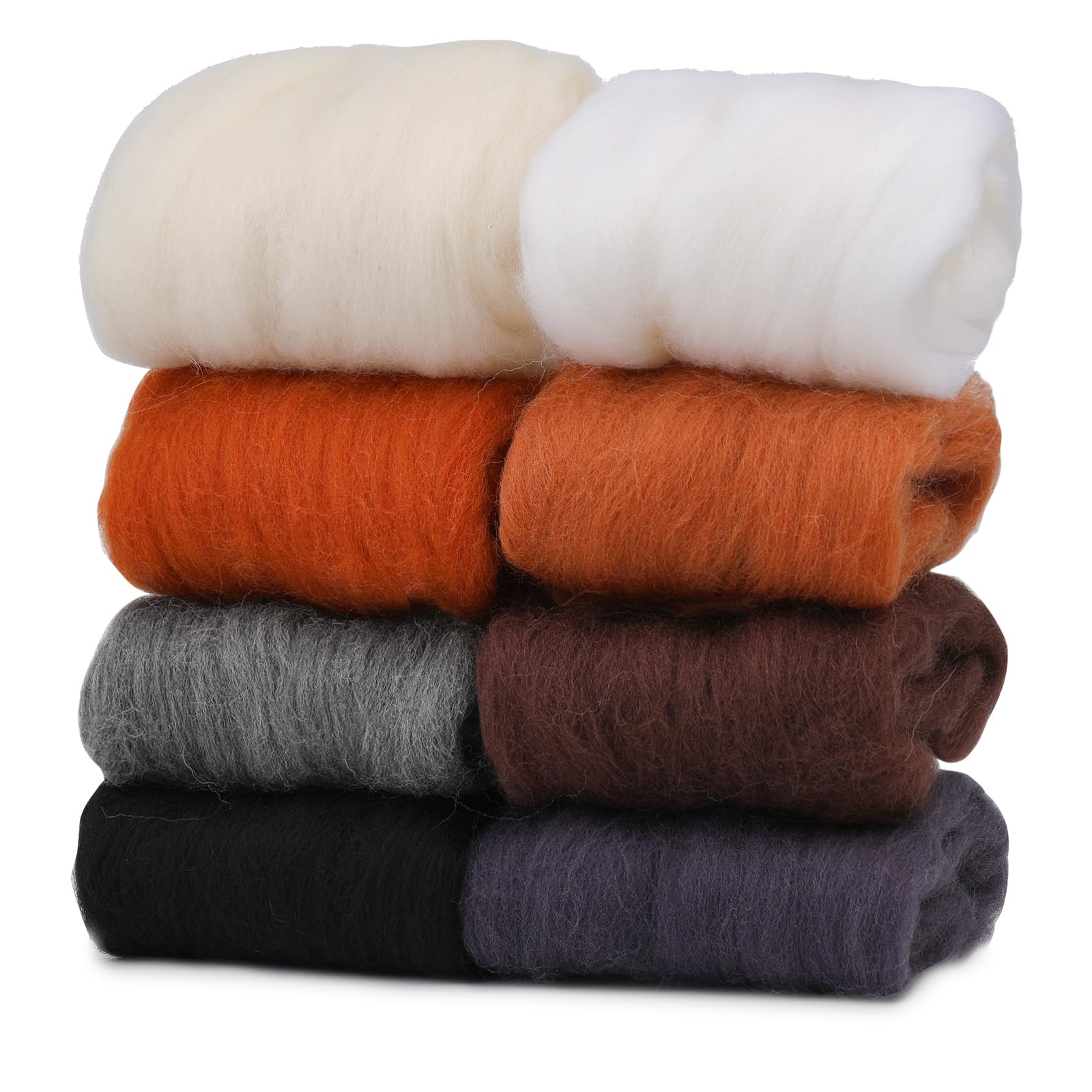 Wonvoc Needle Felting Wool 2.82 OZ, 8 Colors Wool Roving, Winter Dunes | 10g per