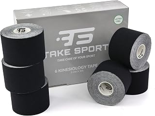 TS TAKE SPORT Kinesio Tape, Kinesiology Tape, Kinesiology Tape, Kinesio Taping, 6 Rolls, 5 x 5 m, 95% Cotton 5% Spandex, Elastic, (Black, Pink, Blue, Skin)