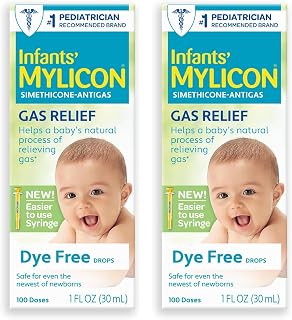MYLICON Infant &amp; Baby Gas Relief Drops, Dye-Free, 1 Oz (2 Pack) New Syringe | Gentle simethicone drops relieve infant gas &amp; discomfort · Updated syringe, dye-free formula · 2-pack, 1 fl oz each