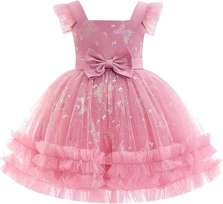 Baby Girl Flutter Sleeve Butterfly 1st 2nd 3rd Birthday Outfits Toddler Pageant Ball Gown Easter Formal Wedding Dress