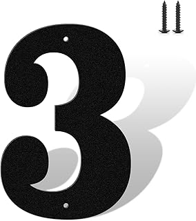 3"4"5"6"7"8" House Numbers for Outside Modern Address Sign - Matte Black Metal Letters Door Numbers Plaque for Home Street Garden & Office Weatherproof Number Letters (Number 3)