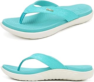 KuaiLu Women's Summer Arch Support Beach Flip Flops Anti-Skid Sea