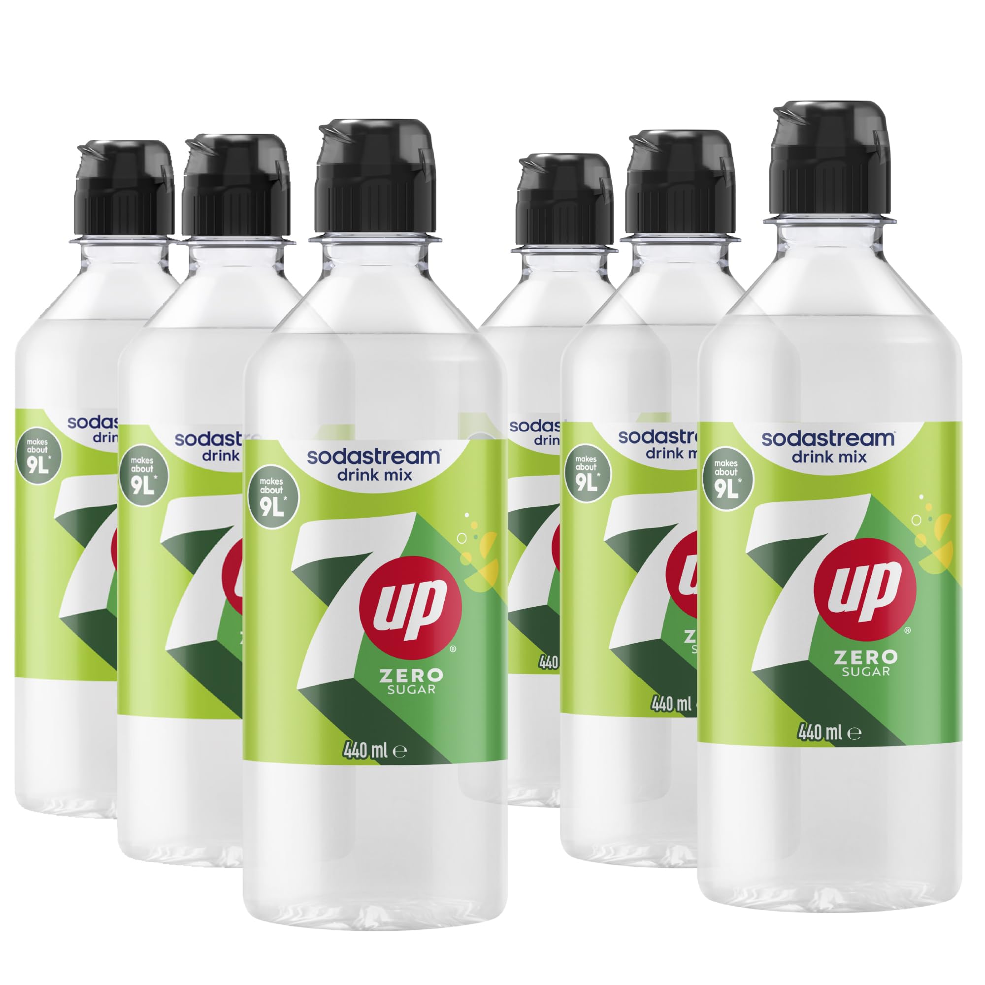 SodaStream 7UP Zero Drink Mix, 6 Pack Sugar Free Lemon Lime Syrup for Sparkling 
