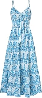 GRACE KARIN Womens Floral Spaghetti Straps Spaghetti Strap Sundress Backless Long Dress