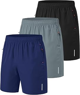 Zoofly 3 Pack Mens Shorts Gym Shorts Black Quick Dry Basketball Tennis Shorts for Men with Pockets for Running Jogging
