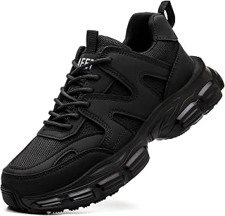 Hogent Steel Toe Shoes for Men Women, Wide & Non-Slip Work Shoes | Indestructible Comfortable Safety Sneakers, Lightweight Breathable Construction Shoes, Puncture Proof Ergonomic Design