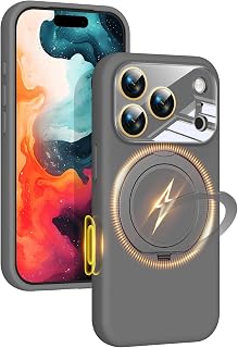 Silicone Case for iPhone 17 Pro Max with 360 Magnetic Stand Fit for MagSafe