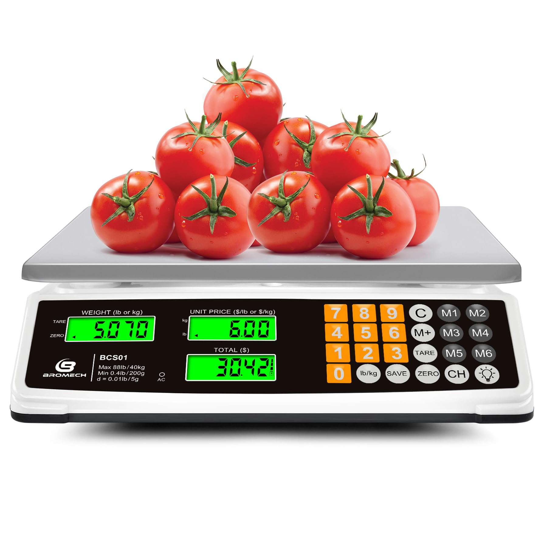 BROMECH Price Computing Scale 88lb/40kg Commercial Food Scale for Produce Meat W