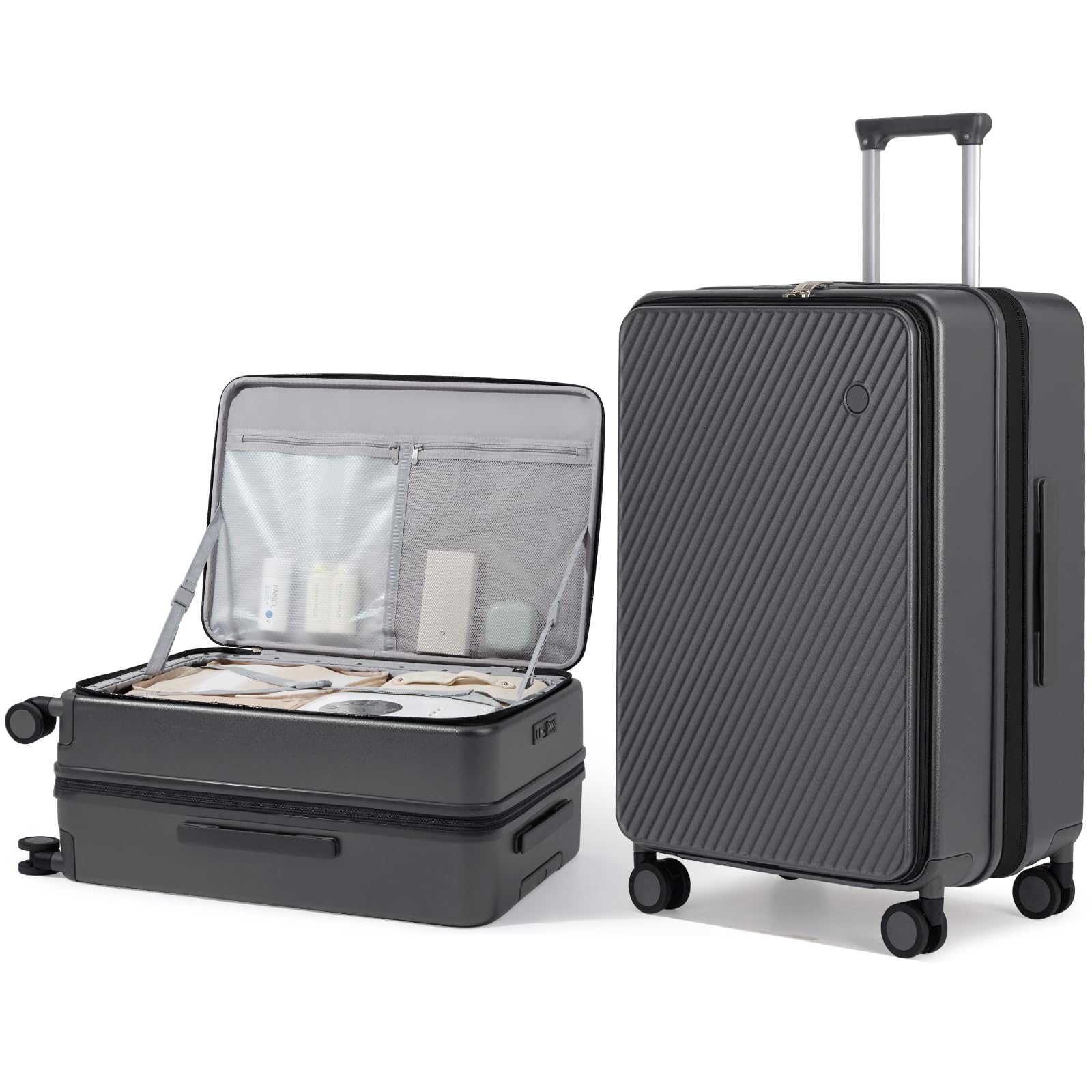 mixi 24 Inch Large Expandable Checked Luggage PC Hard Shell Suitcase Top Opening