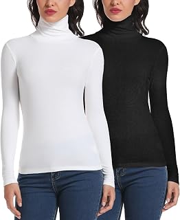 STARBILD Women's Long-Sleeved Shirt with Turtleneck, Blouse / Casual Top / Stretch Shirt, Slim Fit for Autumn / Winter, S-XXXL