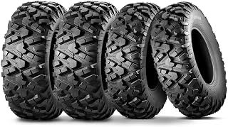 MaxAuto Set of 4 AT25x8-12 & AT25x10-12 ATV UTV Mud Sand Tires,25x8x12 Front & 25x10x12 Rear All-Terrain Off-Road Tires,6 PR, Tubeless,4 Pack in 2 Packages