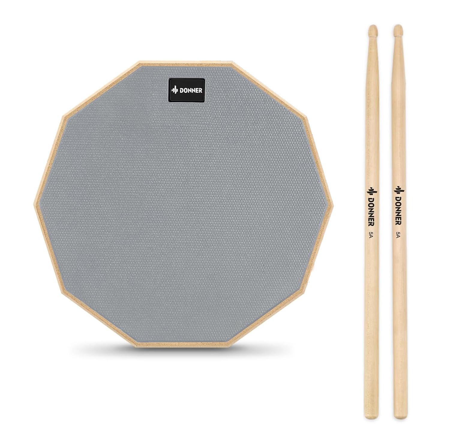 Donner Drum Practice Pad 8 inch/20.32cm with 5A Drumsticks, Single Sided Snare D