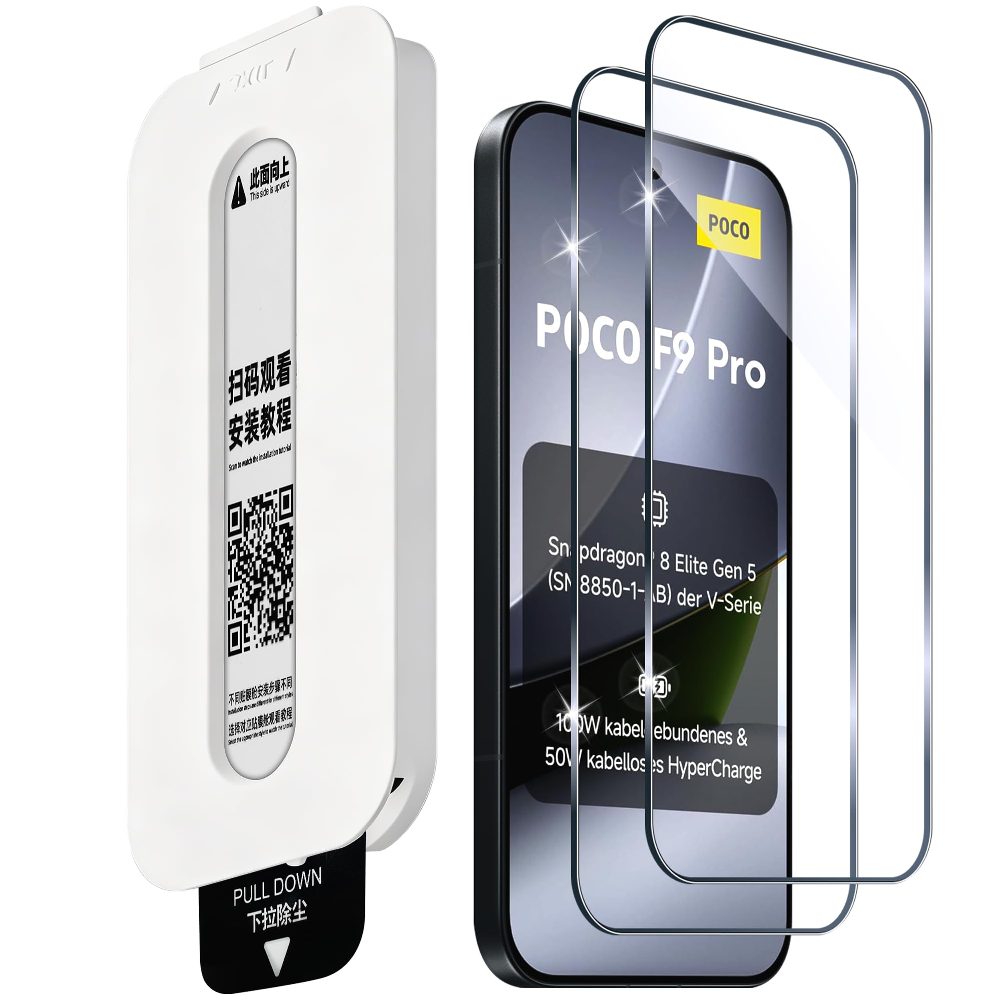 Aerku 2 Pieces Screen Protector for Poco F9 Pro