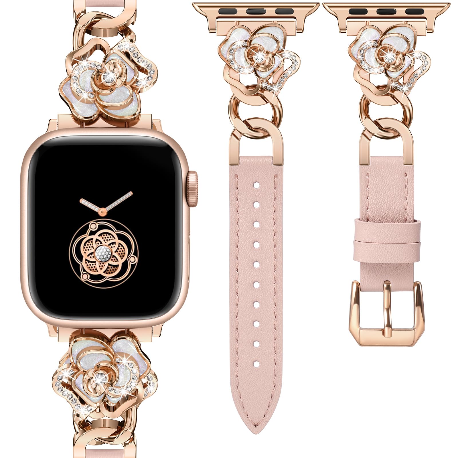 Minyee Compatible with Apple Watch Band 42/41/40/38/44/45/46/49mm Women Elegant 