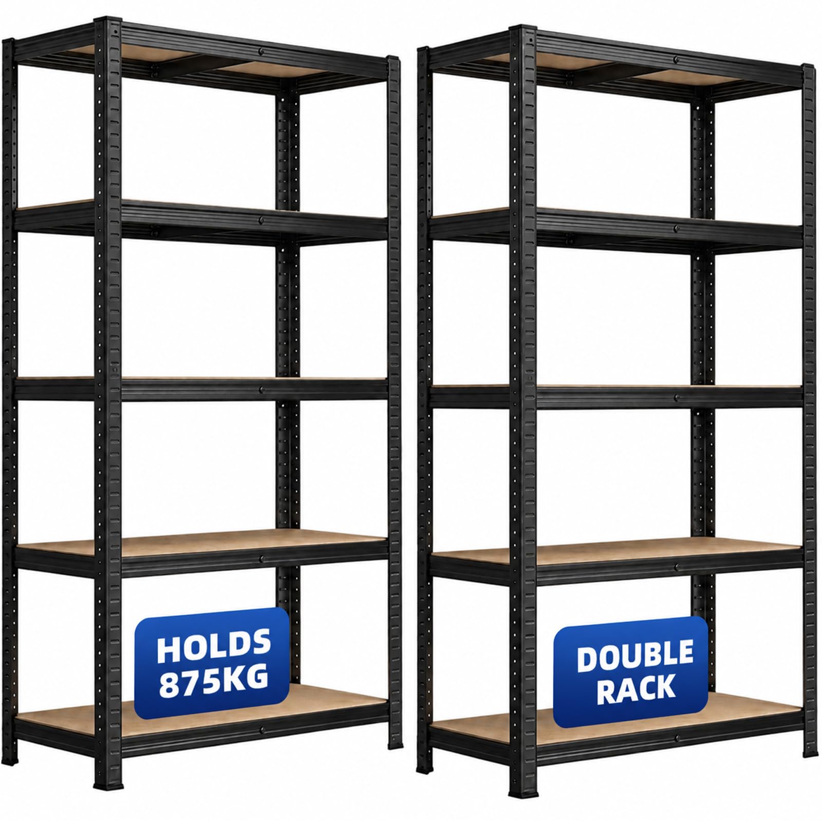 Grennswick Set of 2 Heavy Duty Garage Shelving Units –5-Tier Steel Storage Shelv