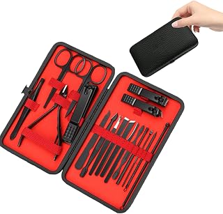 18pcs Nail Clippers Pedicure Kit Men Travel Manicure Set Stainless Steel Nail Clippers Personal Care Kit Nail Grooming Kit Gift for Men Husband Friend Parents Women (Black & Red)