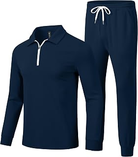 MoFiz Men's Tracksuit 2 Pieces Tracksuit 1/4 Zip Long Sleeve Tops Jogging Bottoms Casual Outfits for Men