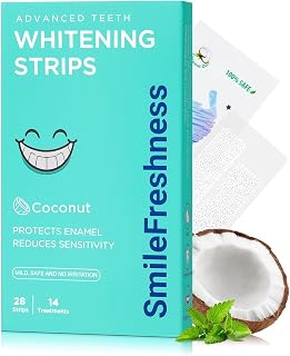 SmileFreshness Teeth Whitening Strips, 14-Day Treatments, Coconut | Clinically Proven for Visible & Affordable Teeth Whitening, Enamel Care Whitening, Reduced Sensitivity Formula