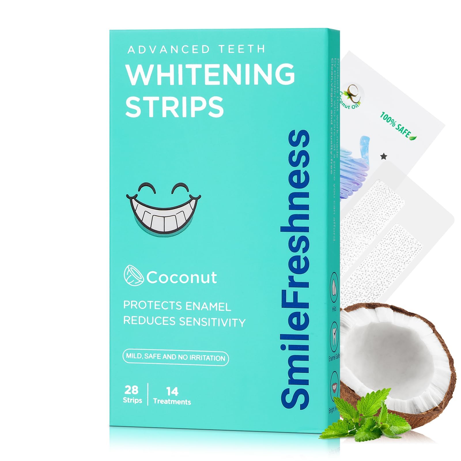 SmileFreshness Teeth Whitening Strips, 14-Day Treatments, Coconut | Clinically P