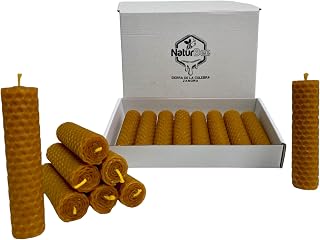 Natural Bee Honey Candles Beeswax Candles (Pack of 8 Candles, 10 cm x 2.2 cm approx.) Without Paraffin 100% Handmade, Origin Spain in the Sierra de La Culebra and Sanabria (Zamora)