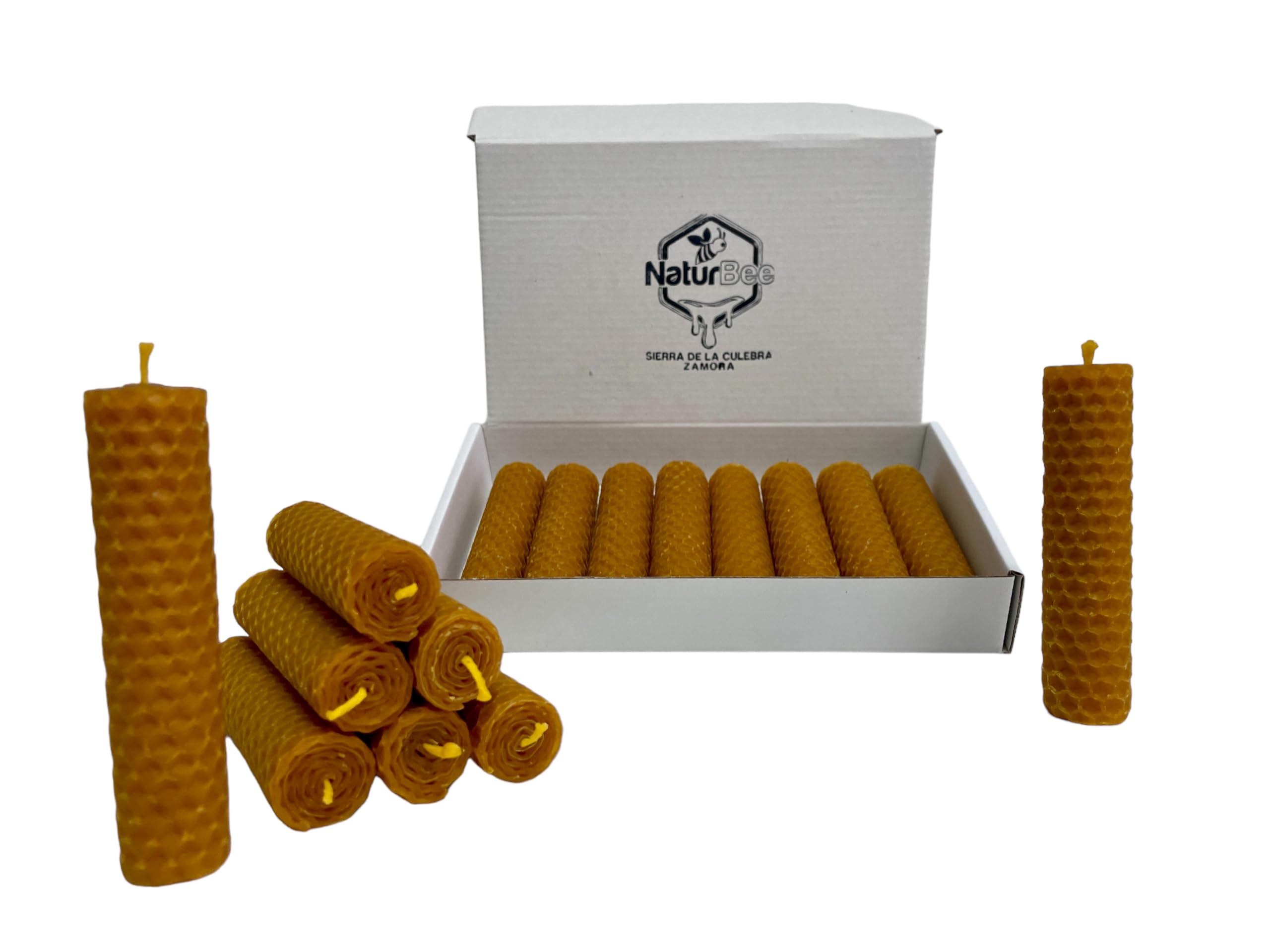 Natural Bee Honey Candles Beeswax Candles (Pack of 8 Candles, 10 cm x 2.2 cm app