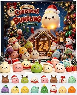 Squishy Advent Calendar 2026 With 24day Squishies Dumpling Christmas，A | 24*Dumpling Squishies,20*30cm 500g Festive Gift Box Countdown