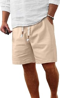 Comdecevis Men's Cotton Linen Casual Shorts