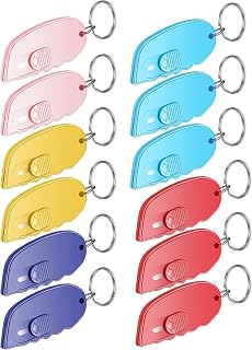 Minatee 12 Pack Mini Keychain Box Cutter Portable Pocket,Classical Color | Retractable Safety Blade, Compact Utility Knife for Packages Letters, Lightweight Key Ring Design, Office Warehouse Home Use