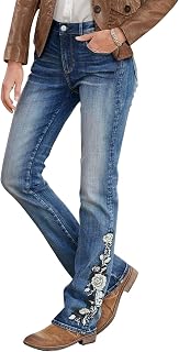 Flamingals Floral Embroidered Bootcut Jeans for Women