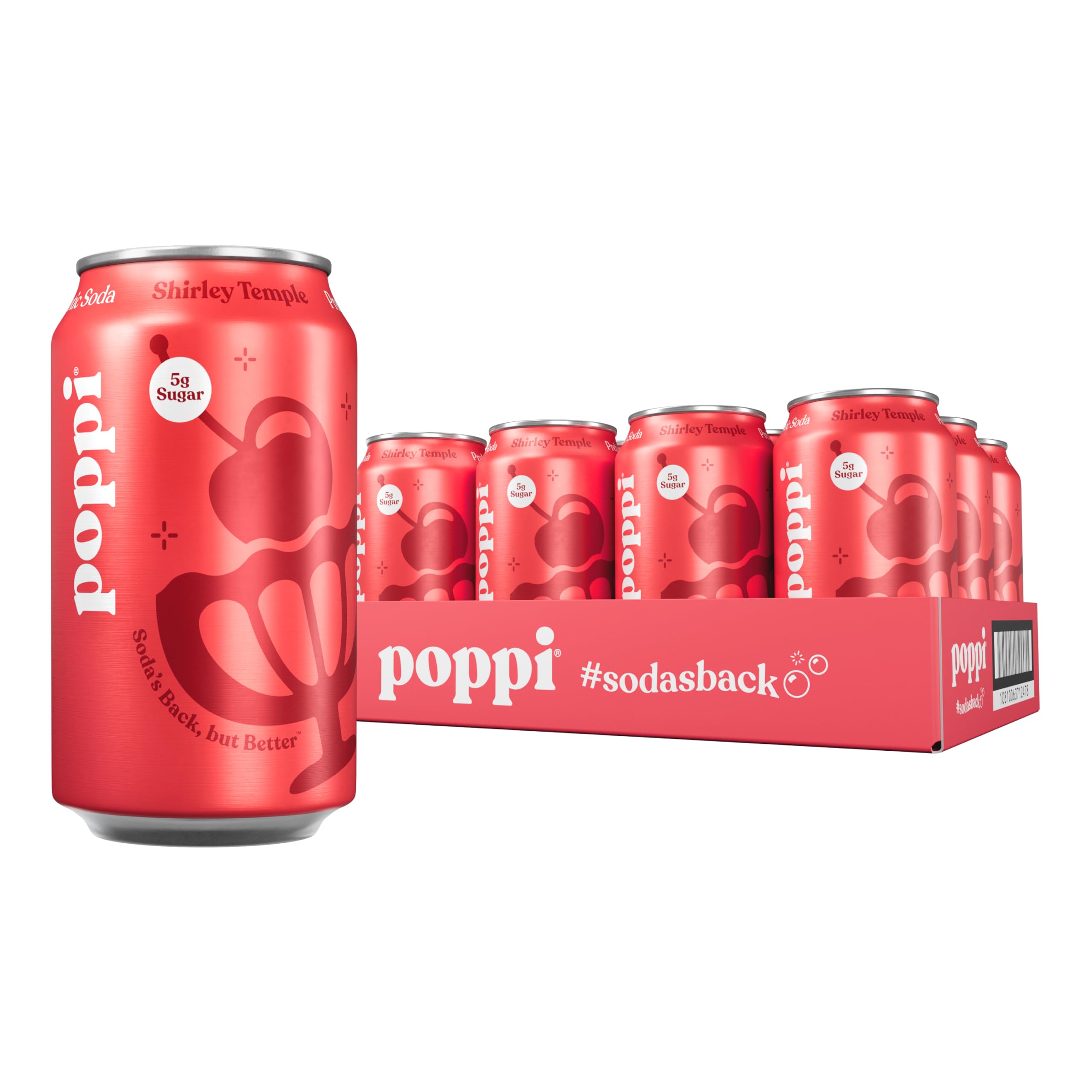 Poppi Prebiotic Soda, Shirley Temple, 12 Oz, 12 Pack | Prebiotic Soda, Sparkling