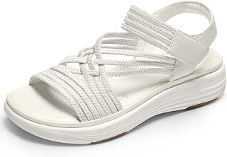 Vilanva Women's Comfortable Walking Sandals with Elastic Strap Light Weight Casual Summer Sandals for Trendy Footwear