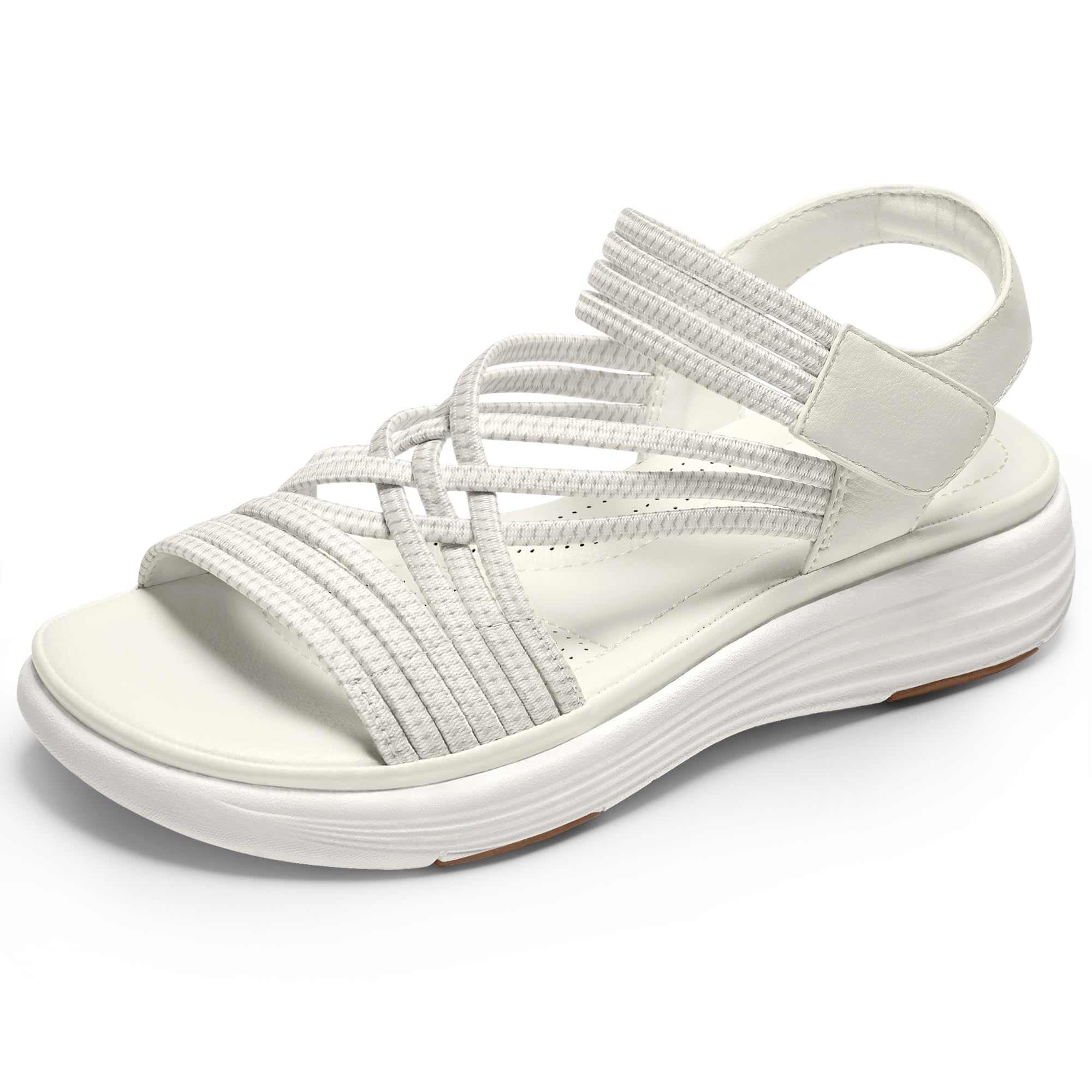 Vilanva Women's Comfortable Walking Sandals with Elastic Strap Light Weight Casu