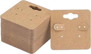 joycraft 100Pcs Earring Display Cards, 2 Inch Brown Earring Hanging Cards | Earring Holder Cards,Blank Kraft Paper Jewelry Tags with 6 Holes for Selling, Jewelry DIY Crafts, Retail