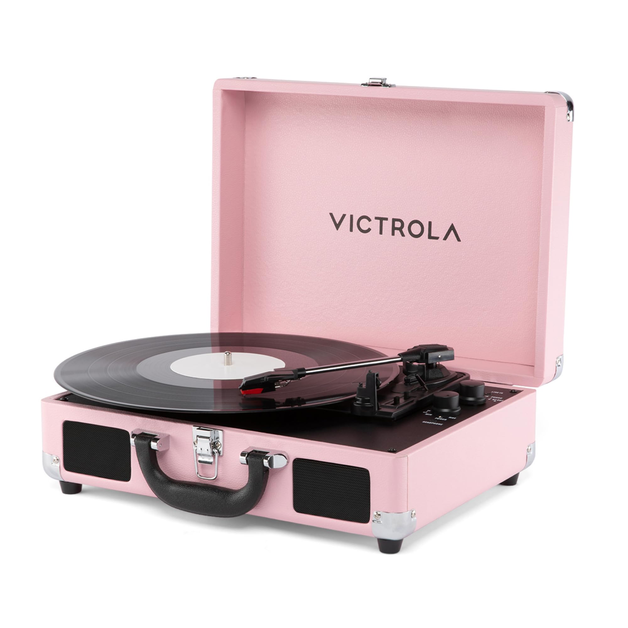Victrola Journey II - Bluetooth Suitcase Record Player - Pink | Built-in stereo 