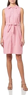 Tommy Hilfiger Women's Sleeveless Collared Button Front Tie Waist Mini Shirt Dress