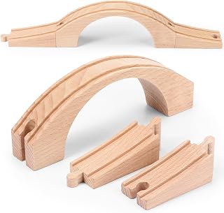 Kigley Wooden Train Track Expansion Accessories Bridge Set | Wood Train Track Pieces, Train Railway Accessories, for Most Major Toy Railway
