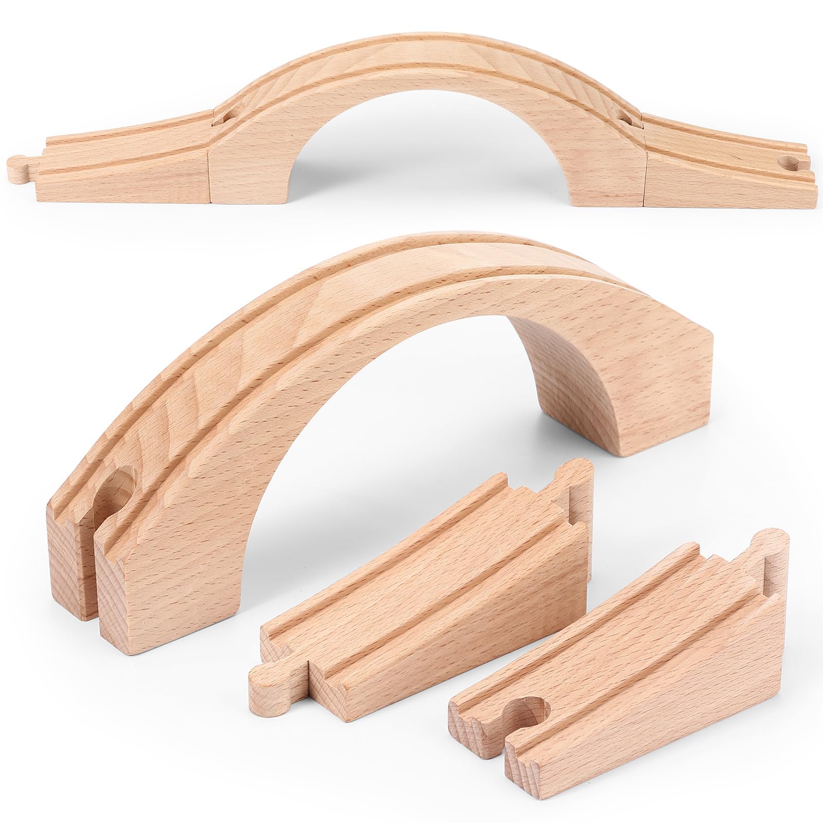 Kigley Wooden Train Track Expansion Accessories Bridge Set | Wood Train Track Pi