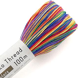 Olympus Thread Olympus sashiko Thread 111 yd Cotton Quilting Boro Embroidery (301 Rainbow)