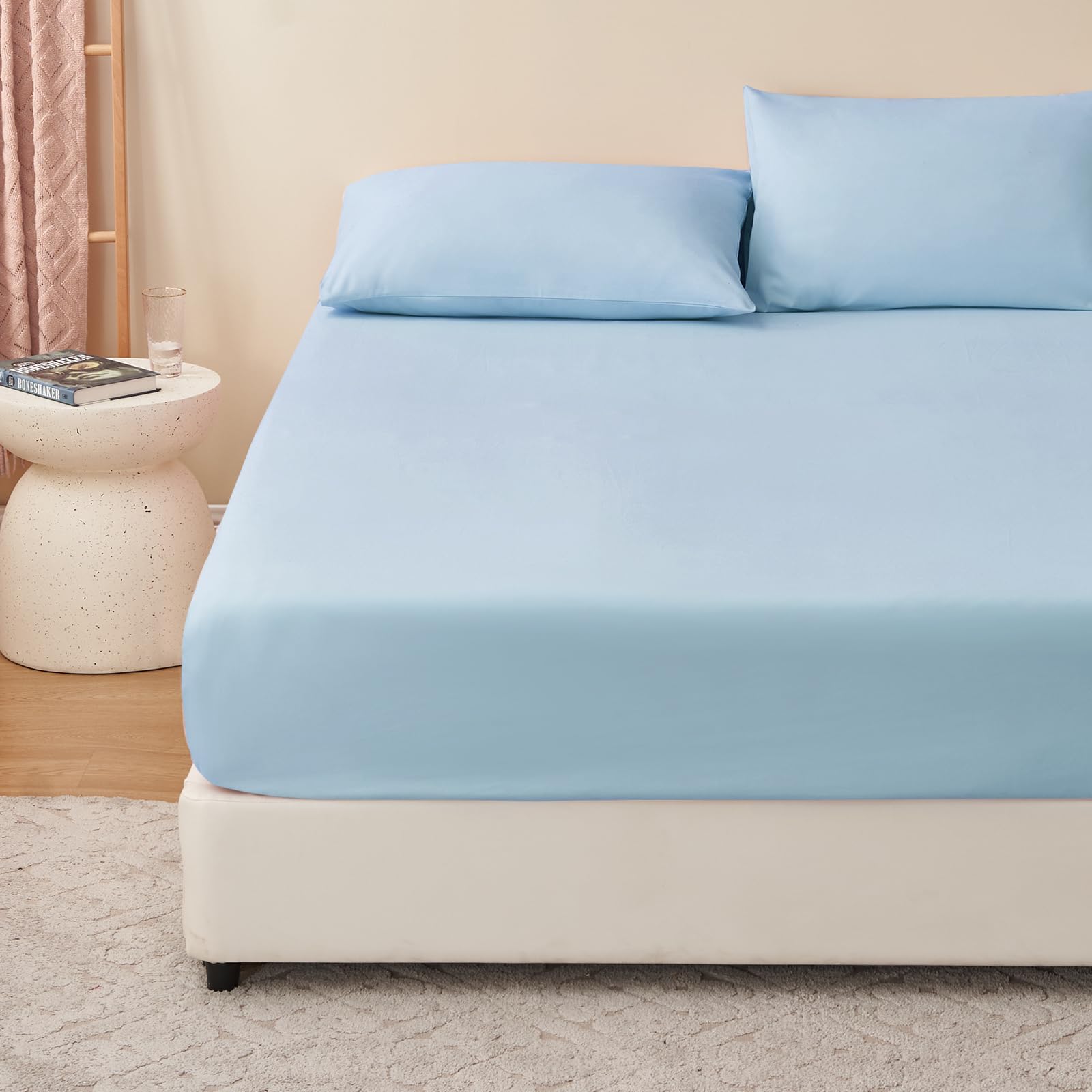 RUIKASI Oeko Tex Double Fitted Sheet with Corners and Elastic for Bed in Microfi