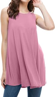 Sleeveless Tunic Top, Flowy Loose Fit Rayon Dressy Long Tunic Tank Tops for Women (Petite & Plus Size)