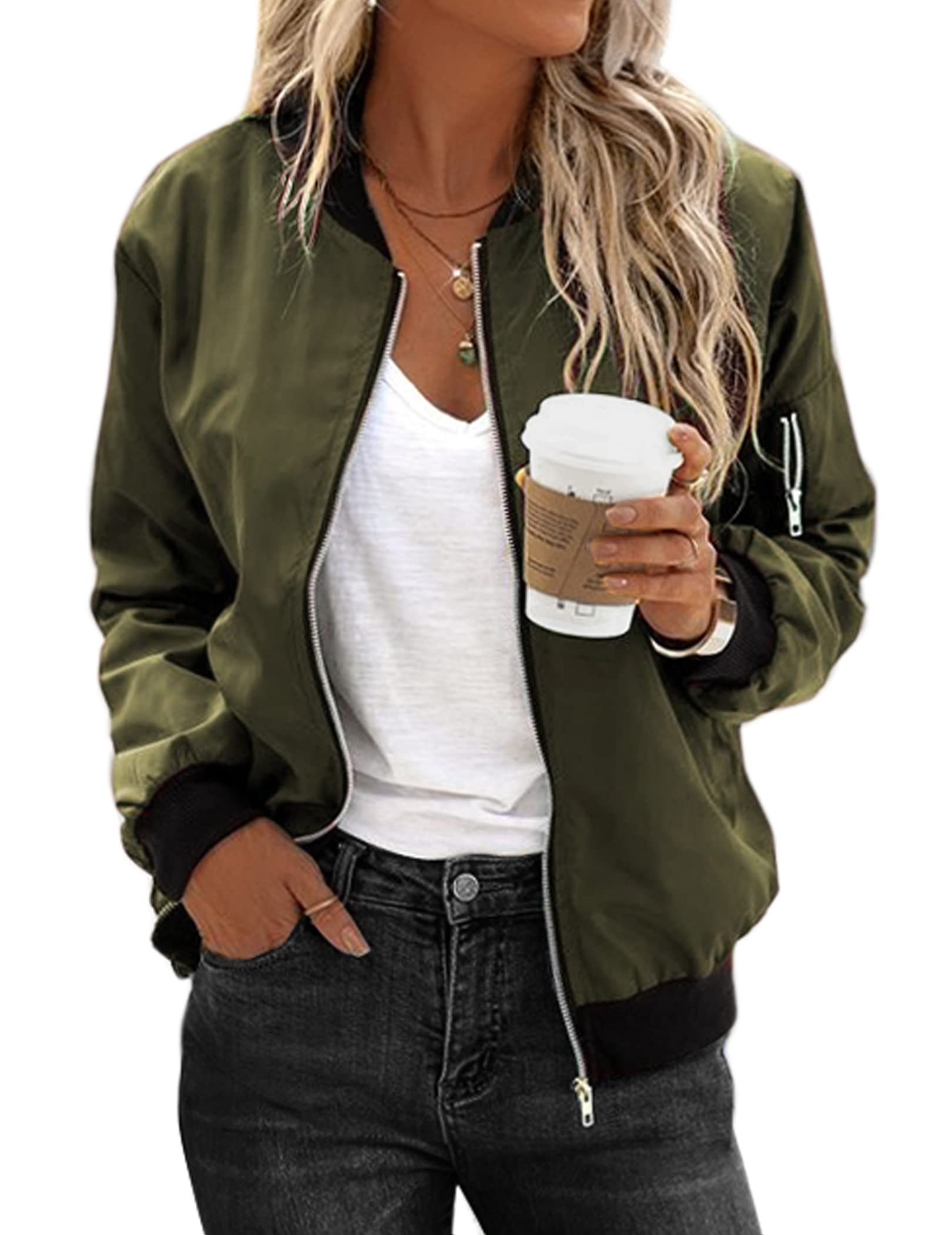 Zeagoo Women's Classic Quilted Jacket Short Bomber Jacket Coat