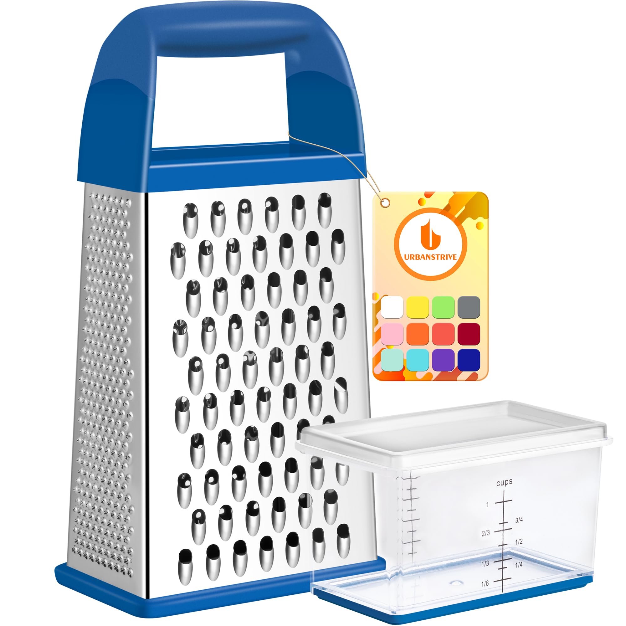 Cheese Grater With Container Box Grater Stainless Steel Kitchen Dark Blue | Dish